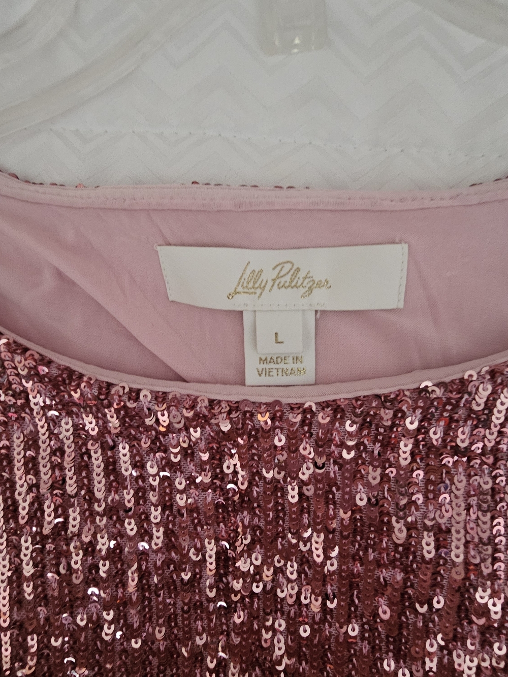Lilly Pulitzer Cressida Sequin Knit Top in the shade Conch Shell Pink - Picture 3 of 4